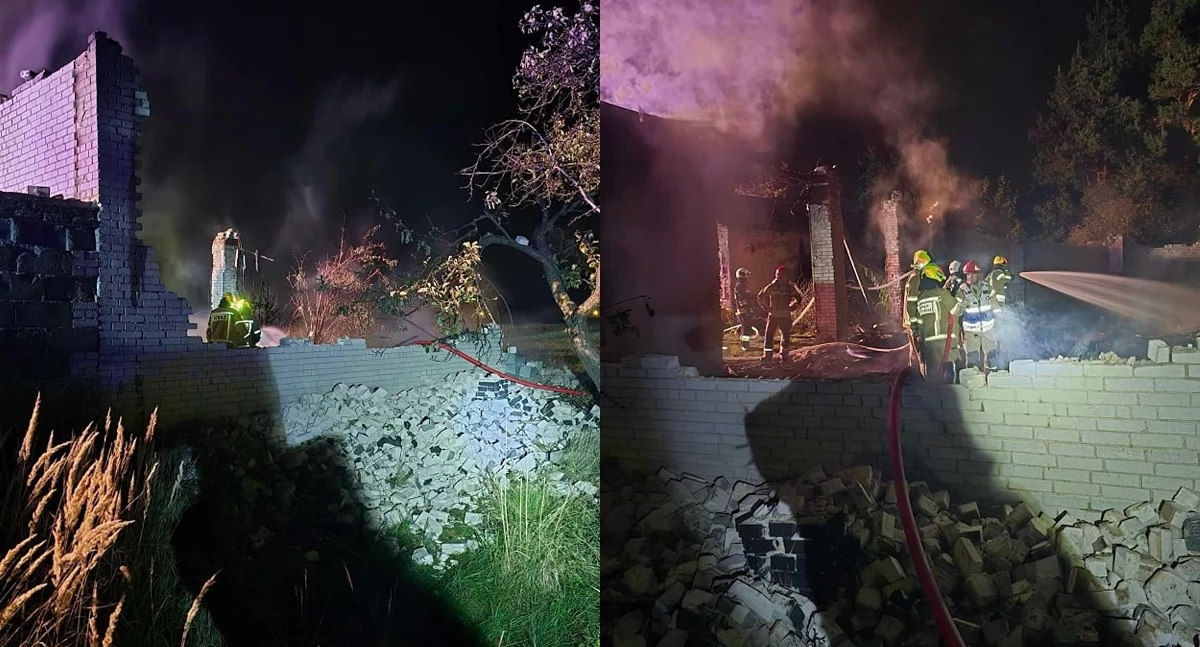 Pożar stodoły w powiecie pajęczańskim - budynek całkowicie spłonął