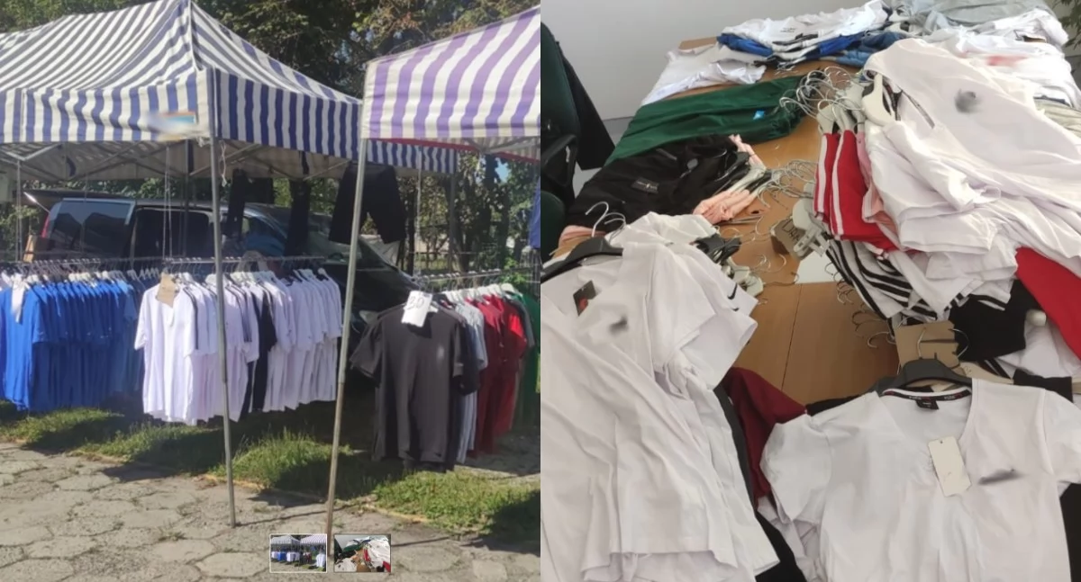 Handlował podrobioną odzieżą na wieruszowskim targowisku - wpadł podczas kontroli funkcjonariuszy KAS