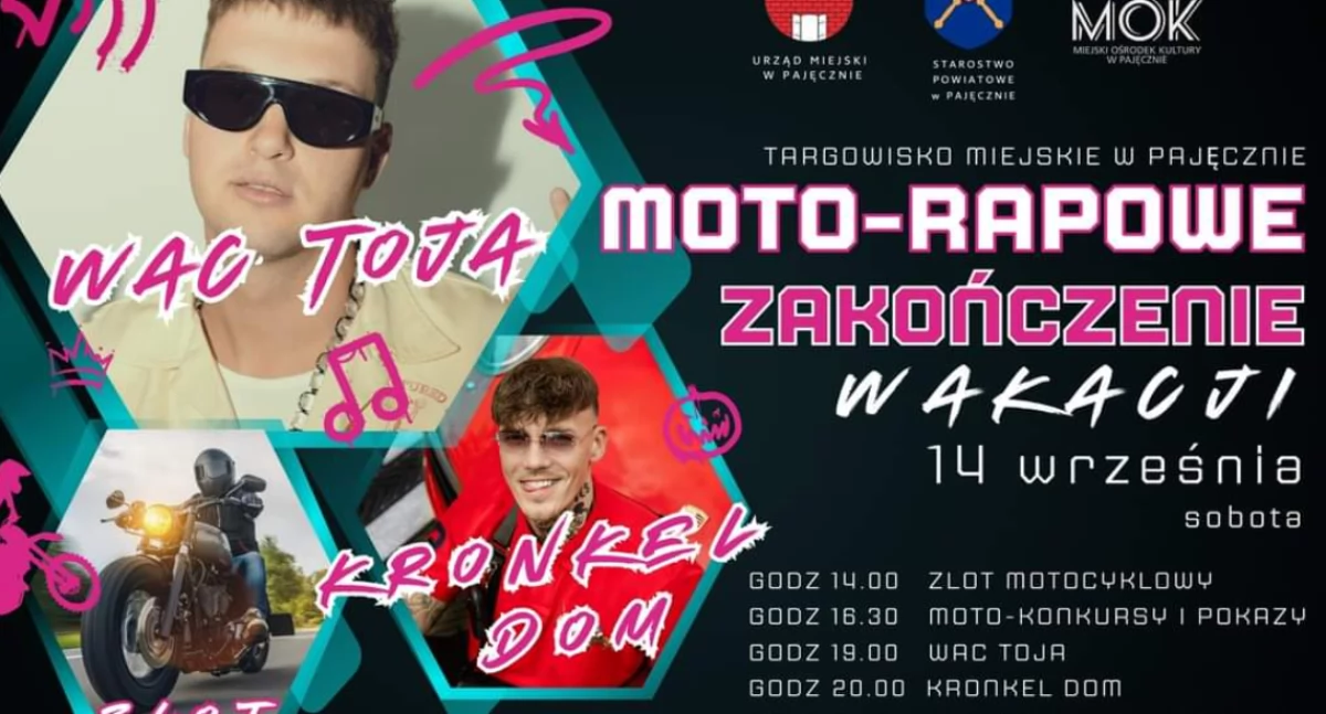 Moto-Rapowe Zakończenie Wakacji: Wac Toja i Kronkel Dom na Żywo w Pajęcznie
