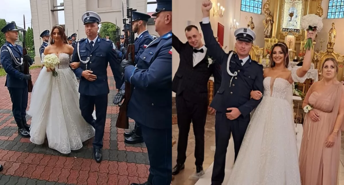 To była piękna uroczystość! Policjant i policjantka na ślubnym kobiercu