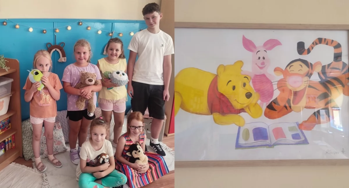 Ma duży talent do rysowania - przygotował prace do szkolnej sali