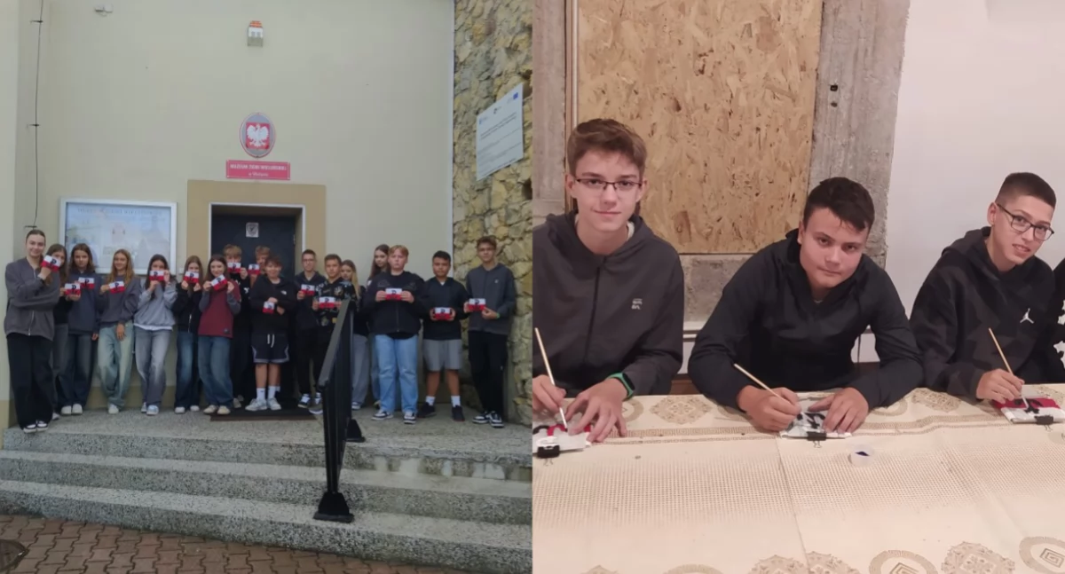 Lekcja historii dla uczniów - najpierw pogadanka, później tworzenie opasek powstańczych