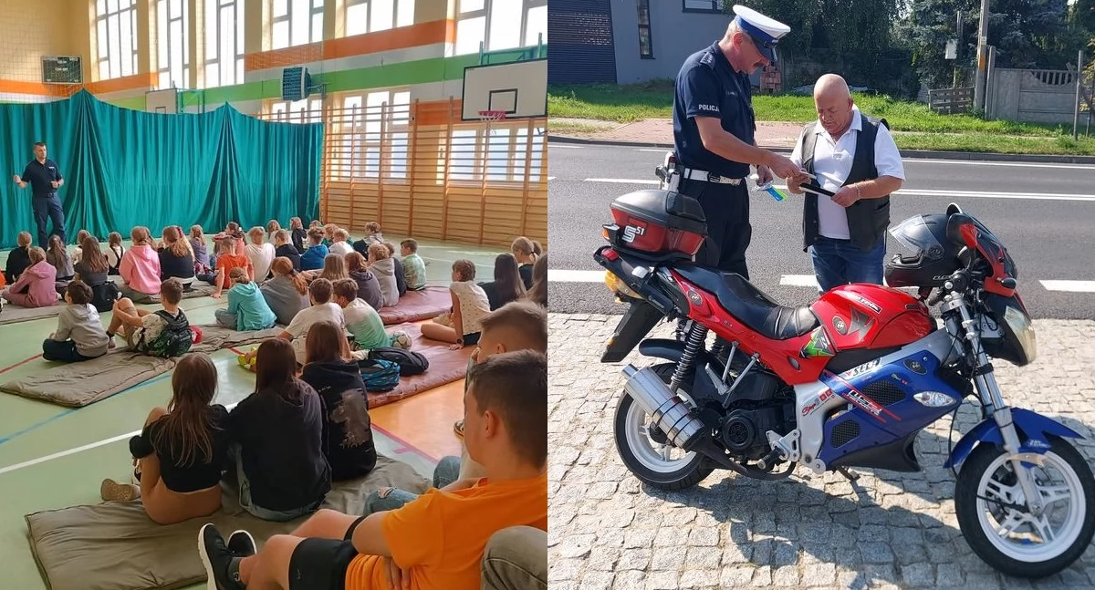Policjanci z Wielunia rozmawiali o bezpieczeństwie - spotykali się z młodzieżą, rozdawali zawieszki i odblaski 