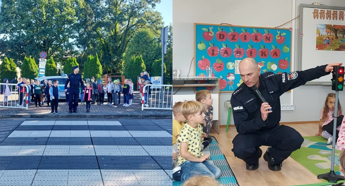 O bezpieczeństwie w ruchu drogowym z najmłodszymi - kolejna profilaktyczna akcji wieruszowskich policjantów