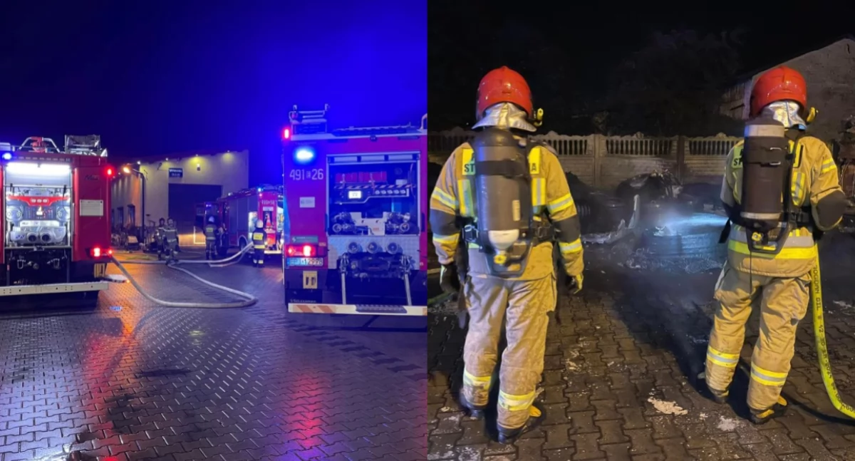 Pożar na terenie warsztatu - spłonęła ciężarówka oraz opony!