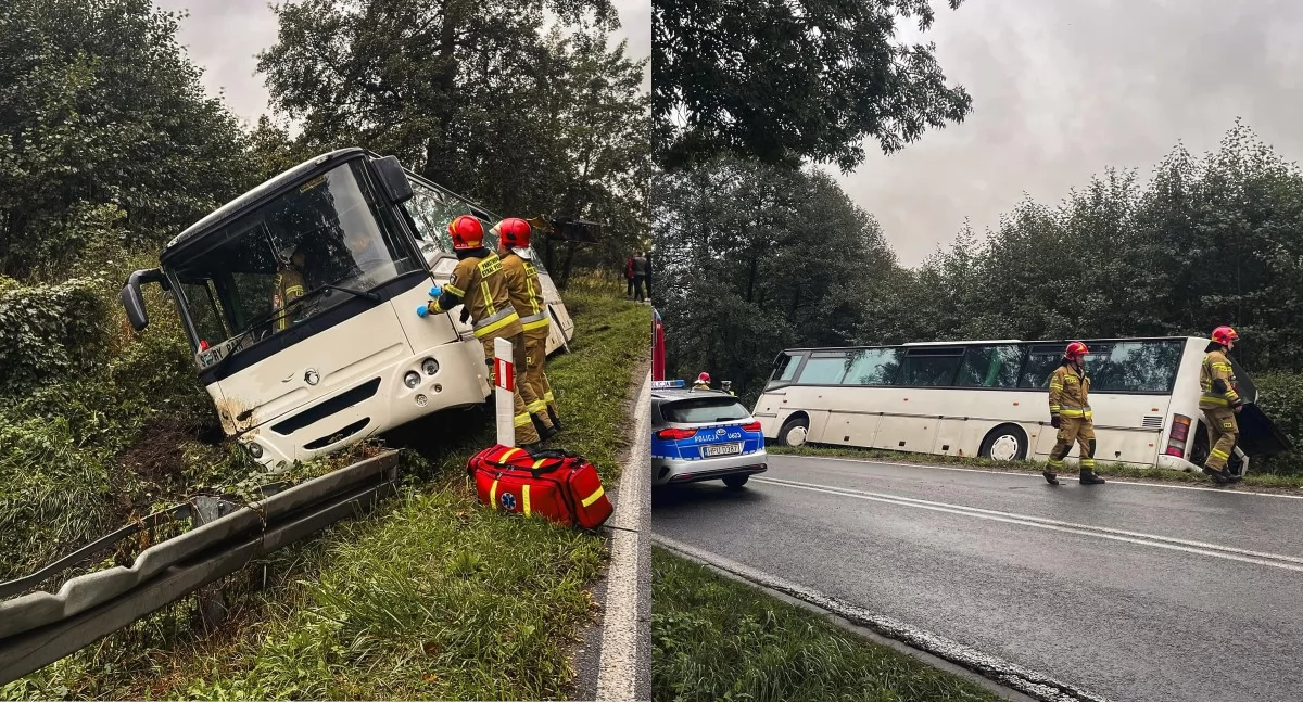 Autobus z młodzieżą szkolną zjechał z drogi i wpadł do rowu - jak do tego doszło?