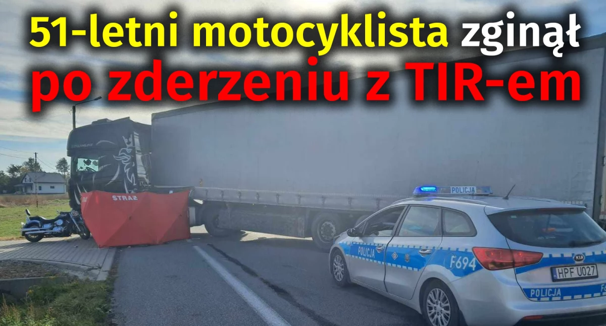 Tragiczny wypadek w Walichnowach: 51-letni motocyklista zginął po zderzeniu z ciężarówką