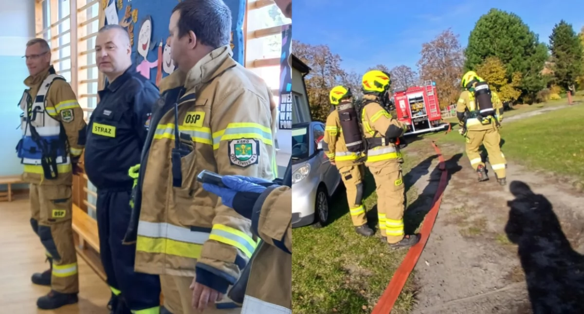 Strażacy w szkole przeprowadzili próbną ewakuację