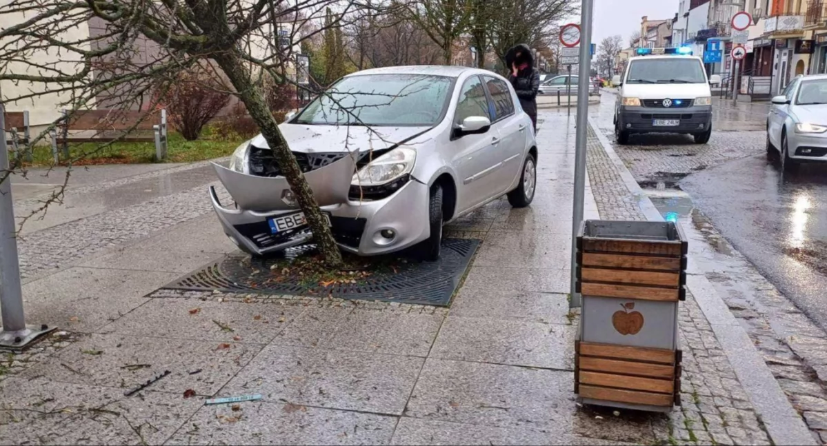 Rozbił renault na drzewie w centrum miasta - uciekł, bo... spieszył się na próbną maturę