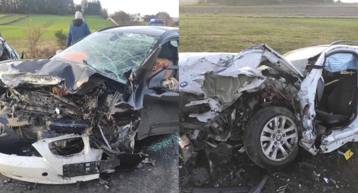 Czołówka z udziałem bmw i opla - obydwaj kierowcy w szpitalu 