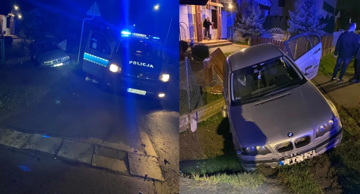 Kierowca bmw zjechał z drogi i zniszczył dwa ogrodzenia - 19-latek był pijany