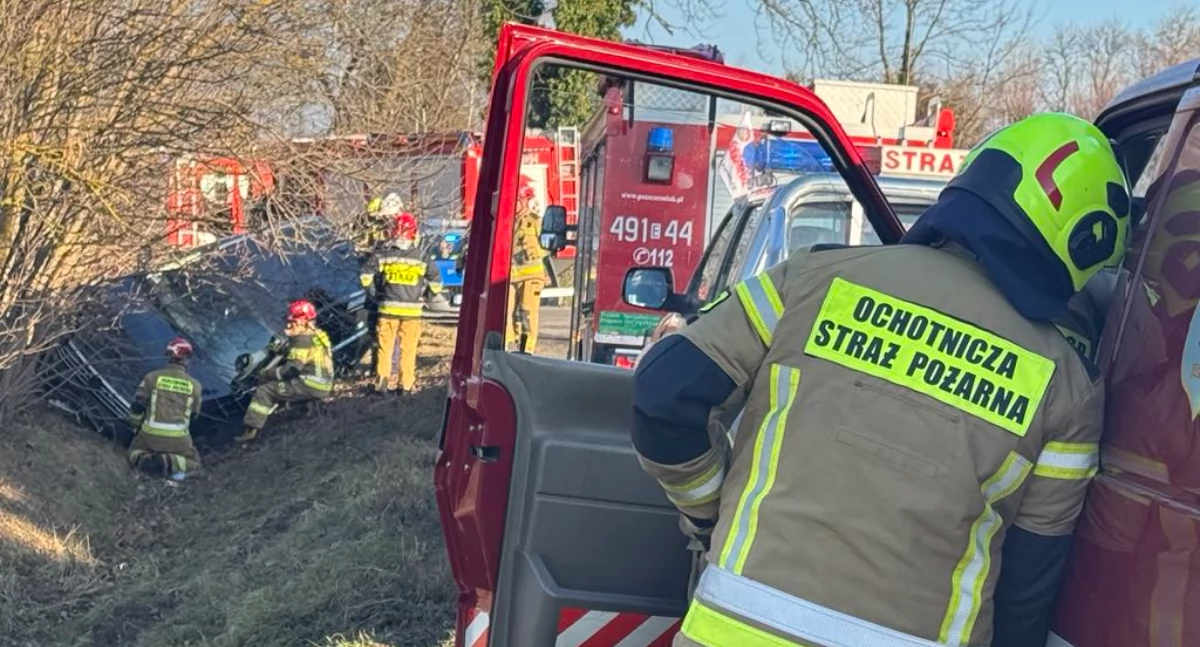 Wypadek w Nowej Brzeźnicy: Jechał z nadmierną prędkością - na łuku drogi wypadł z trasy!