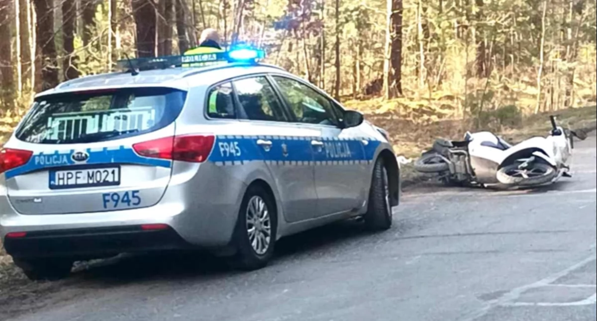 Wypadek motorowerzysty na trasie Działoszyn - Lisowice
