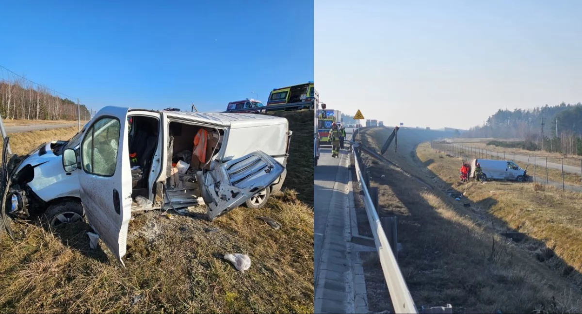Zasnął za kierownicą i zatrzymał się dopiero na ogrodzeniu trasy S8 - trzy osoby trafiły do szpitala