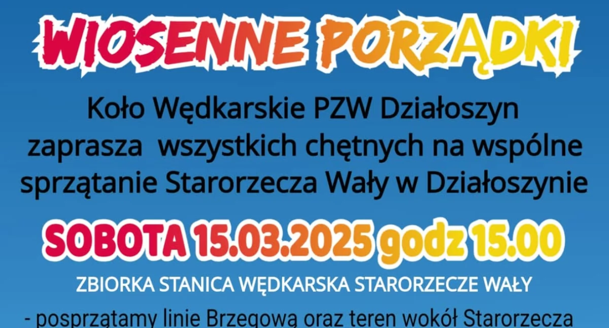 Wiosenne porządki nad wodą – wędkarze z Działoszyna zapraszają do wspólnego sprzątania