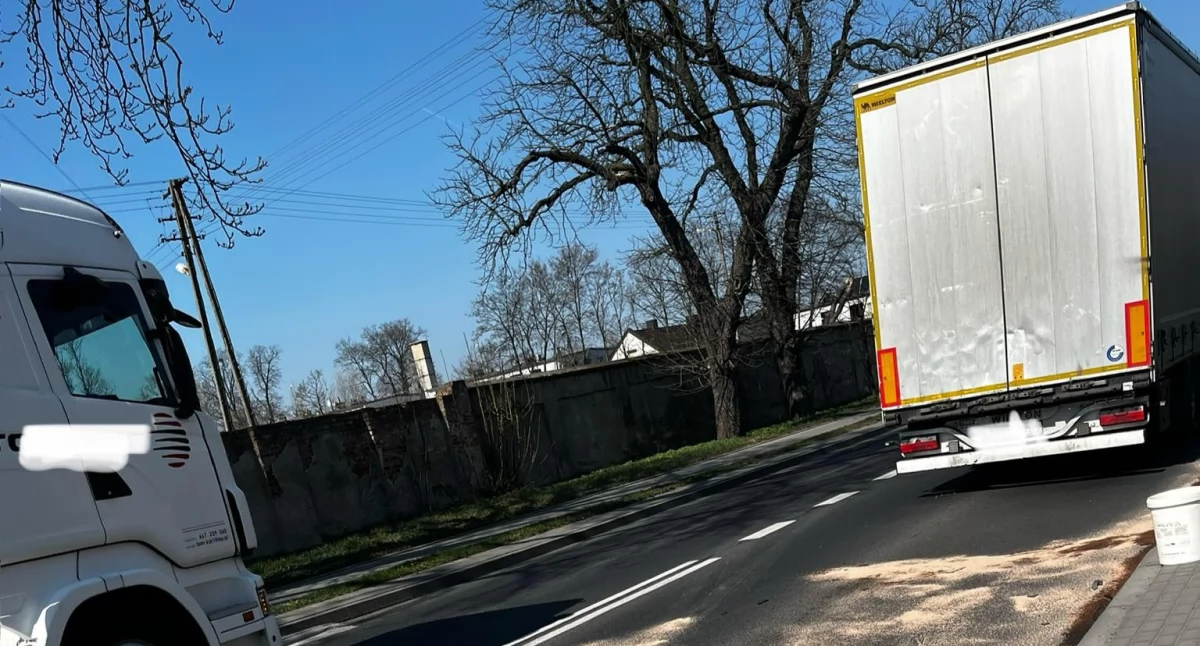 Kolizja dwóch samochodów ciężarowych w Czarnożyłach