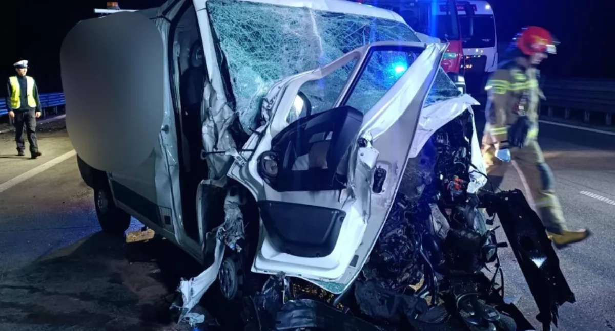 Zderzenie dostawczaka z ciężarówką na A1 - dwie kobiety trafiły do szpitala