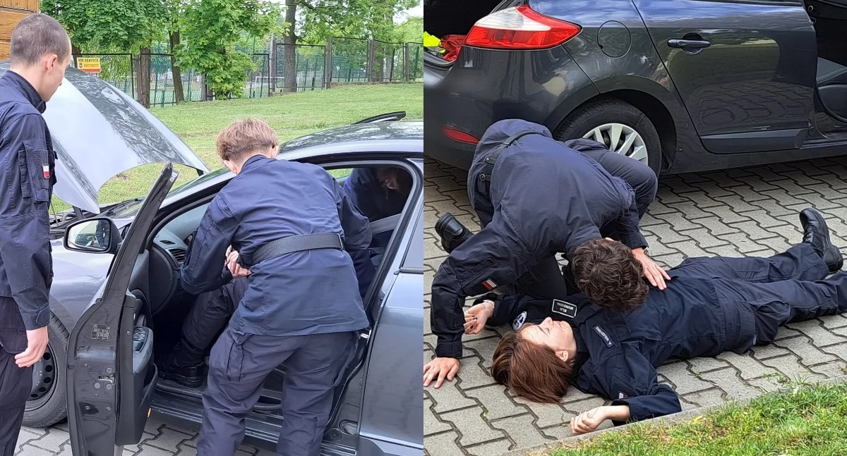 Zajęcia dla kadetów liceum - uczyli się, jak postępować w razie wypadku samochodowego