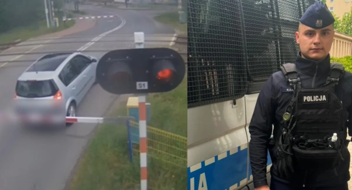 Wjechała na przejazd na czerwonym świetle - pomógł jej policjant 