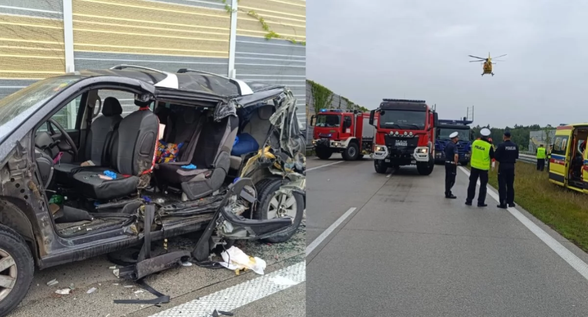 Wypadek na S8 w gminie Złoczew! Sześć osób w szpitalu 