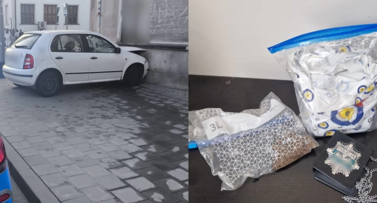 Wjechał skodą w budynek - nie miał prawa jazdy, był pijany i posiadał narkotyki 