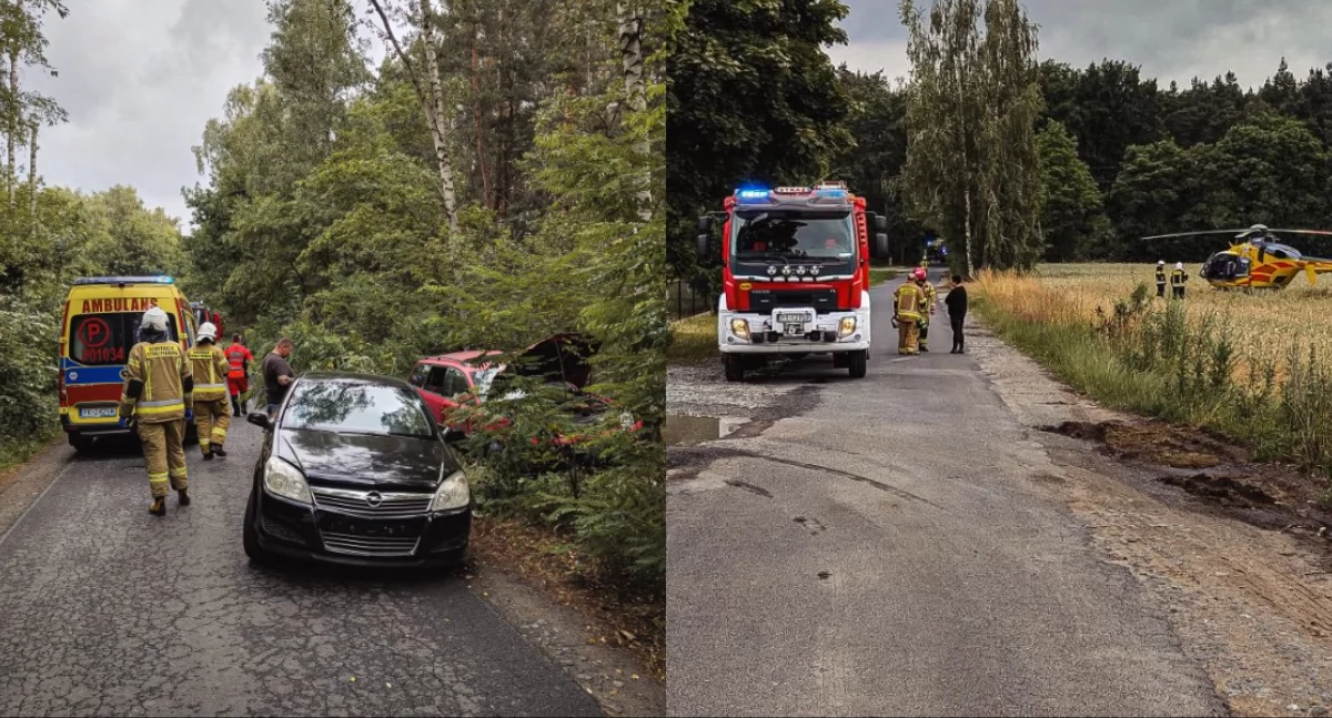 Zderzenie dwóch aut - jedna z kierujących trafiła helikopterem do szpitala