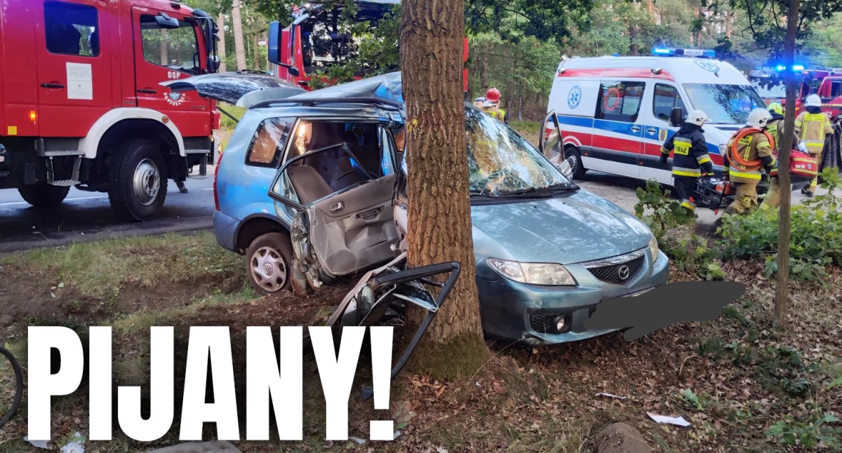 Pijany kierowca rozbił się autem w Czartkach. Pasażerka trafiła do szpitala, trwa śledztwo