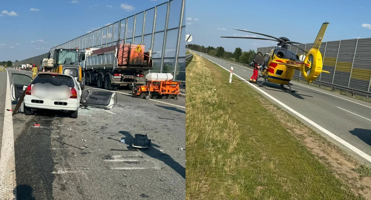Osobówka wjechała w tył koparki na S8 - cztery osoby ranne! 