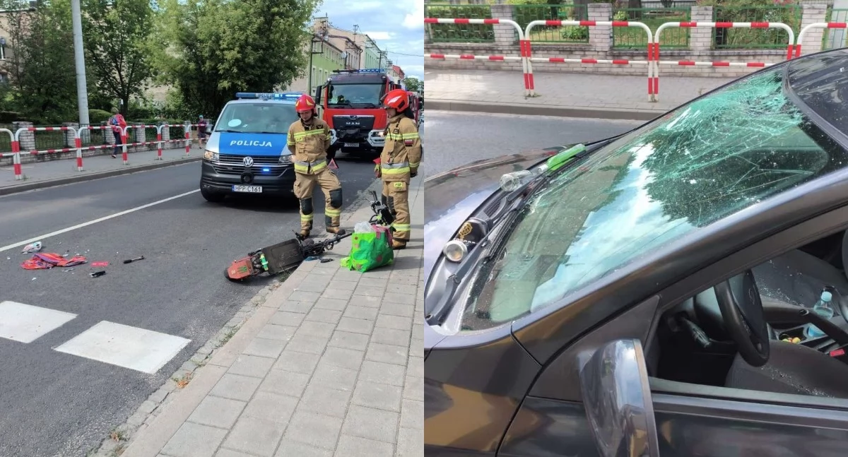 Pijany 36-latek wjechał hulajnogą elektryczną w samochód - z obrażeniami ciała trafił do szpitala