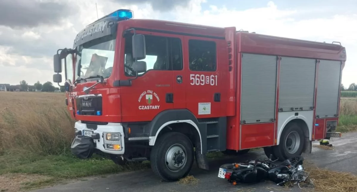Motocyklista z wieluńskiego miał poważny wypadek