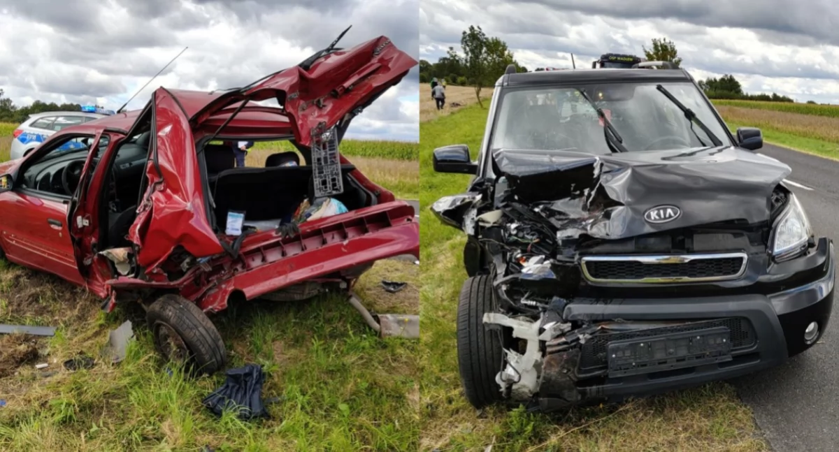 Wypadek z udziałem dwóch aut - dwie ranne osoby trafiły do szpitala