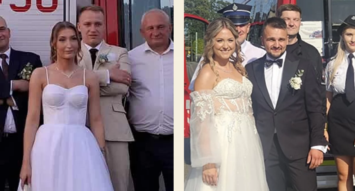 Dwa śluby strażackich par: Kacper i Dagmara z Dabrowy pod Wieluniem oraz Sandra i Wiktor z Sulmierzyc