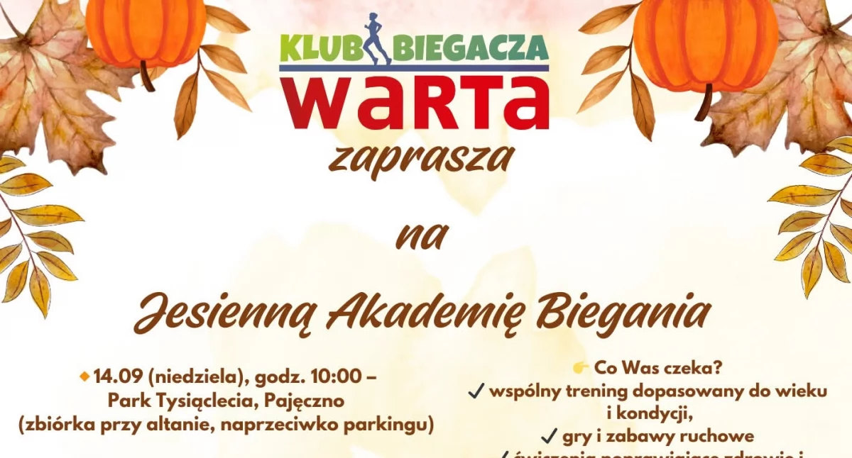 Jesienna Akademia Biegania rusza w Pajęcznie! Sprawdź terminy i dołącz do sportowej przygody