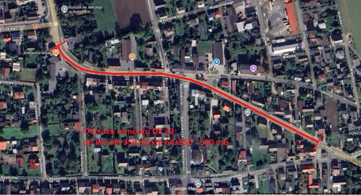 Utrudnienia na DK42 w Rudnikach: Rusza remont nawierzchni
