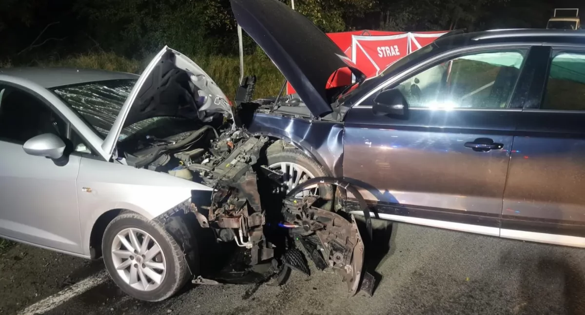 Czołowe zderzenie dwóch aut - zginęła 65-letnia kobieta 