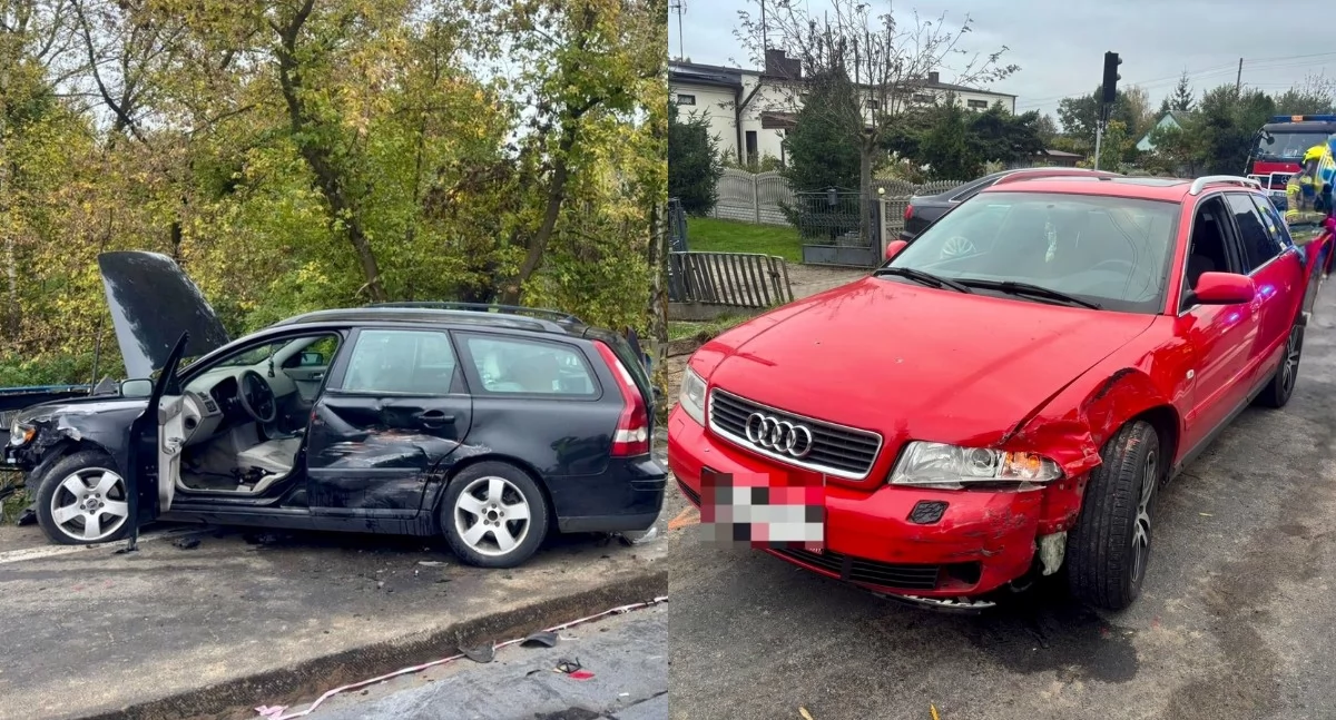 Trzy auta zderzyły się na remontowanym odcinku drogi - jeden z kierowców wjechał na czerwonym świetle?