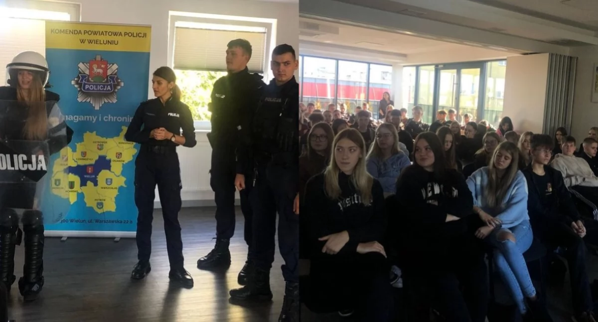 Policjanci odwiedzili uczniów szkoły w Wieluniu - opowiadali o swojej codziennej pracy