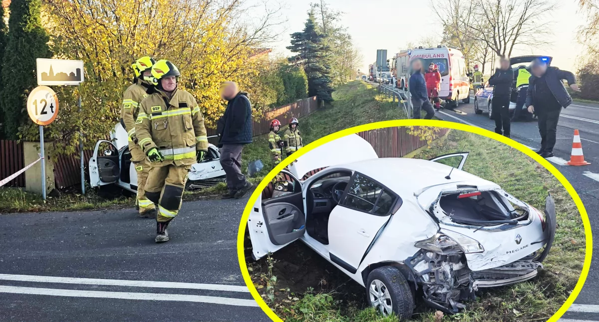 Wypadek z udziałem karetki pogotowia w Kamionce pod Wieluniem. Dwie osoby poszkodowane