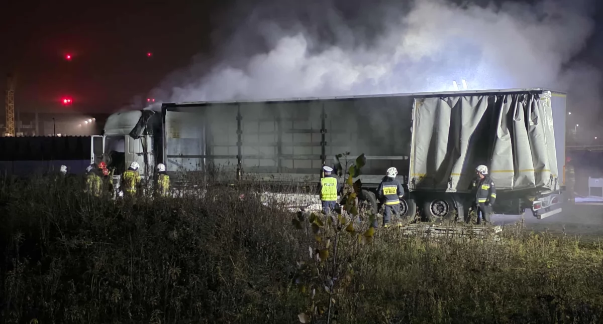 Pożar ciężarówki w Wieluniu