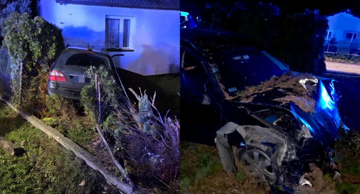 Uderzył w ogrodzenie, a potem w dom - pijany 20-latek trafił do szpitala