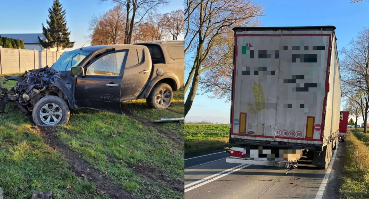 Zderzenie mitsubishi z manem! Sprawca nie ustąpił pierwszeństwa