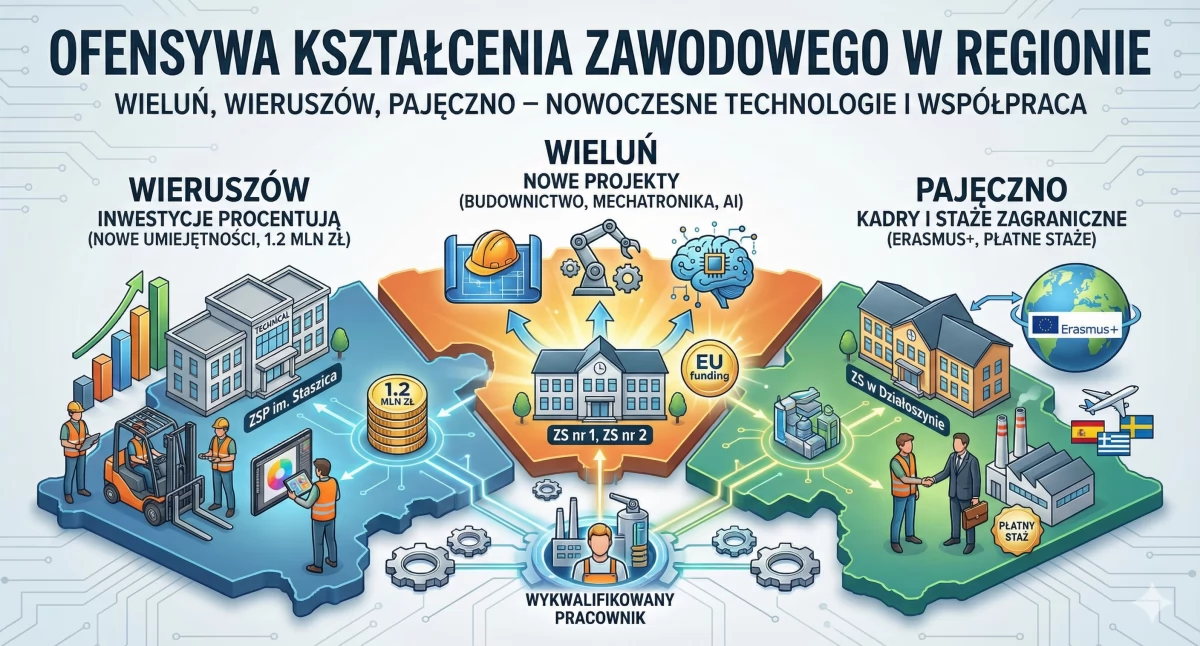 Ofensywa kształcenia zawodowego w regionie. Wieluń z nowymi projektami, Wieruszów i Pajęczno nie zwalniają tempa