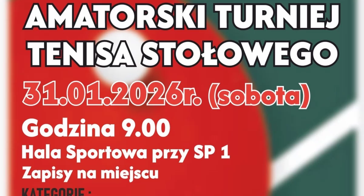 Amatorski Turniej Tenisa Stołowego w Pajęcznie otworzy ferie zimowe