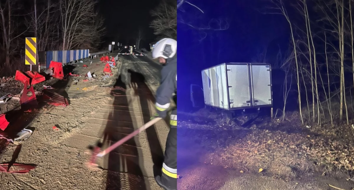 Kierowca Iveco uderzył w bariery ochronne i wjechał do rowu - wszystko przez... urwaną półoś