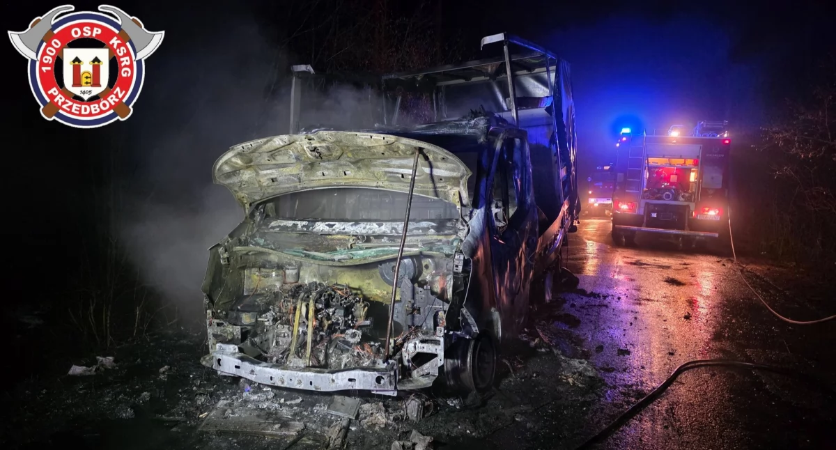 Dostawcze auto zderzyło się z sarną - po chwili wybuchł pożar 