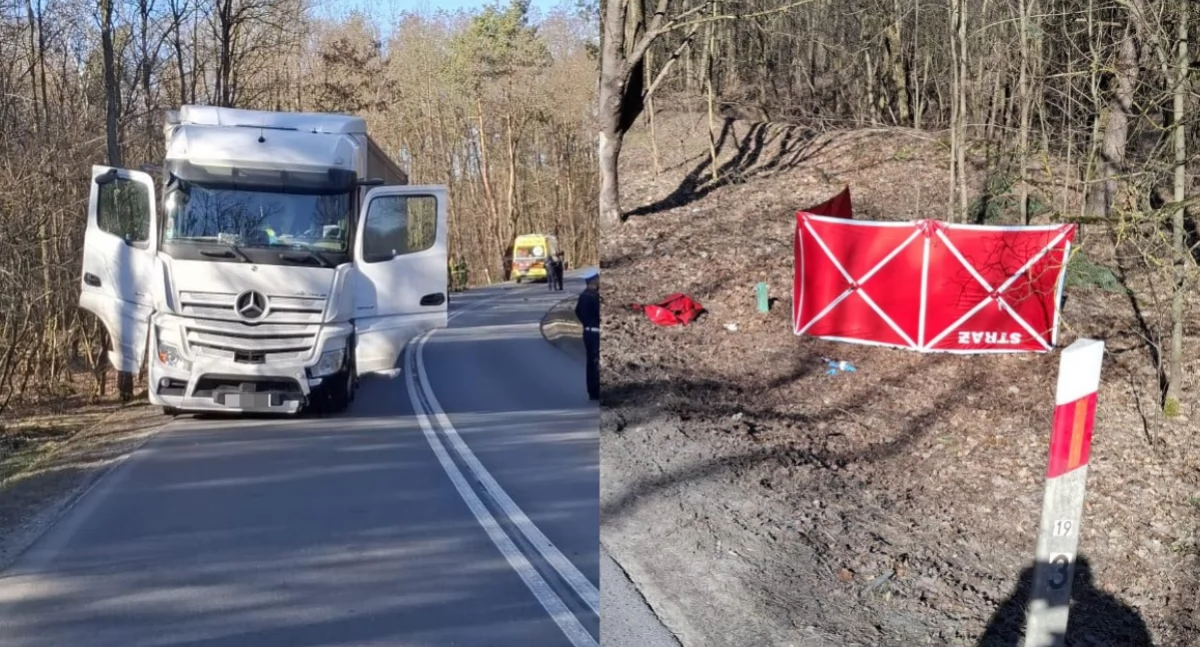 Motocyklista zderzył się czołowo z ciężarówką - mężczyzna zginął na miejscu 