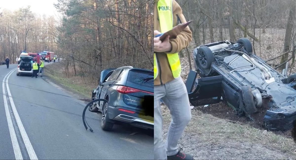 Zderzenie dwóch aut na drodze wojewódzkiej - trzy osoby w szpitalu!