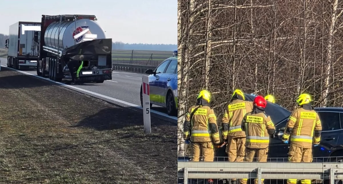 Niebezpieczna sytuacja na S8 - kierowca Volvo wjechał w tył cysterny