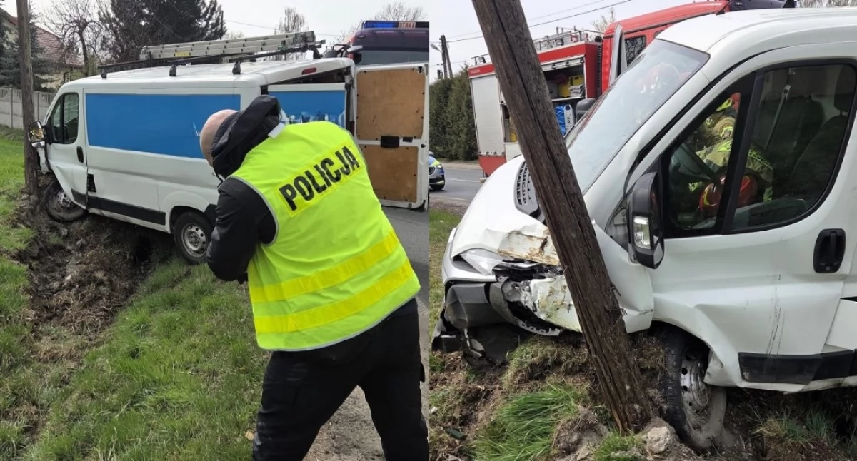 Zjechał z drogi i uderzył w słup - policjanci wyjaśniają okoliczności zdarzenia