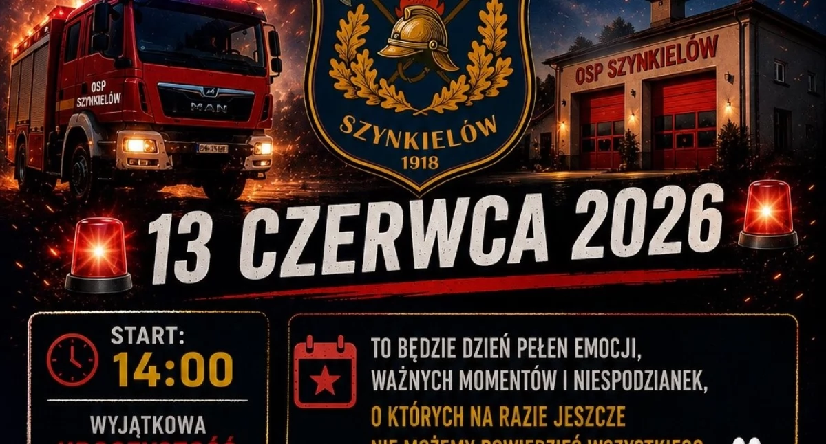 OSP Szynkielów świętuje z rozmachem: Nowe wozy, rodzinny festyn i dyskoteka pod gwiazdami już 13 czerwca